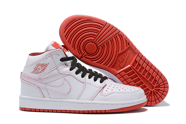 2019 Women Air Jordan 1 Retro White Red Shoes - Click Image to Close